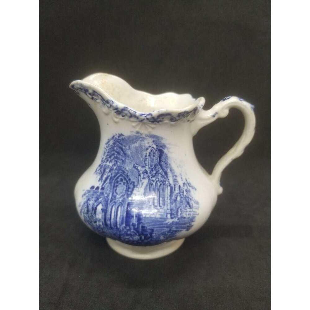 Petrus Regout Creamer Pitcher Maastricht Abbey Holland Blue and White Porcelain